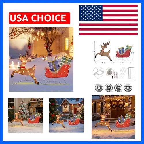 Babbo natale illuminato slitta - natale,