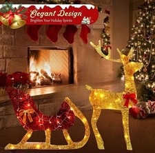 Renna Con Slitta Luminosa Da